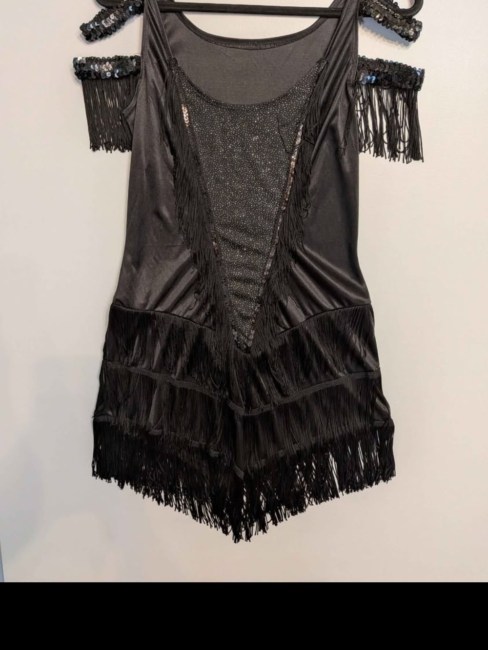 SEE ALL PICS AND VID 🎃HALLOWEEN FLAPPER DRESS Black Fringe DRESS MEDIUM
